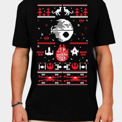 Ugly Sci-fi Christmas Deathstar Funny Holiday Tee..