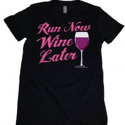 Run Now Wine Later Pink Womens Missy Fit Scoop..