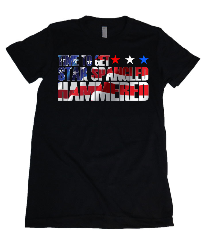 Time To Get Star Spangled Hammered American Flag Womens Missy Fit Scoop Neck T-shirt
